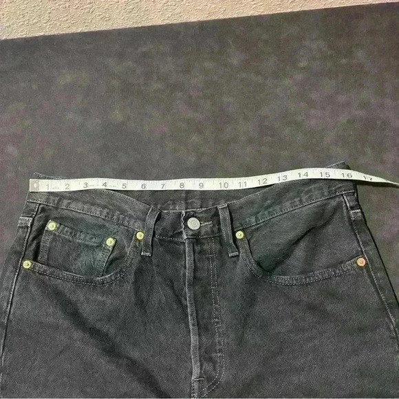 Levi's Premium Big E 501 S Skinny Black Distressed Button Fly Jeans 26x24 - Picture 4 of 12